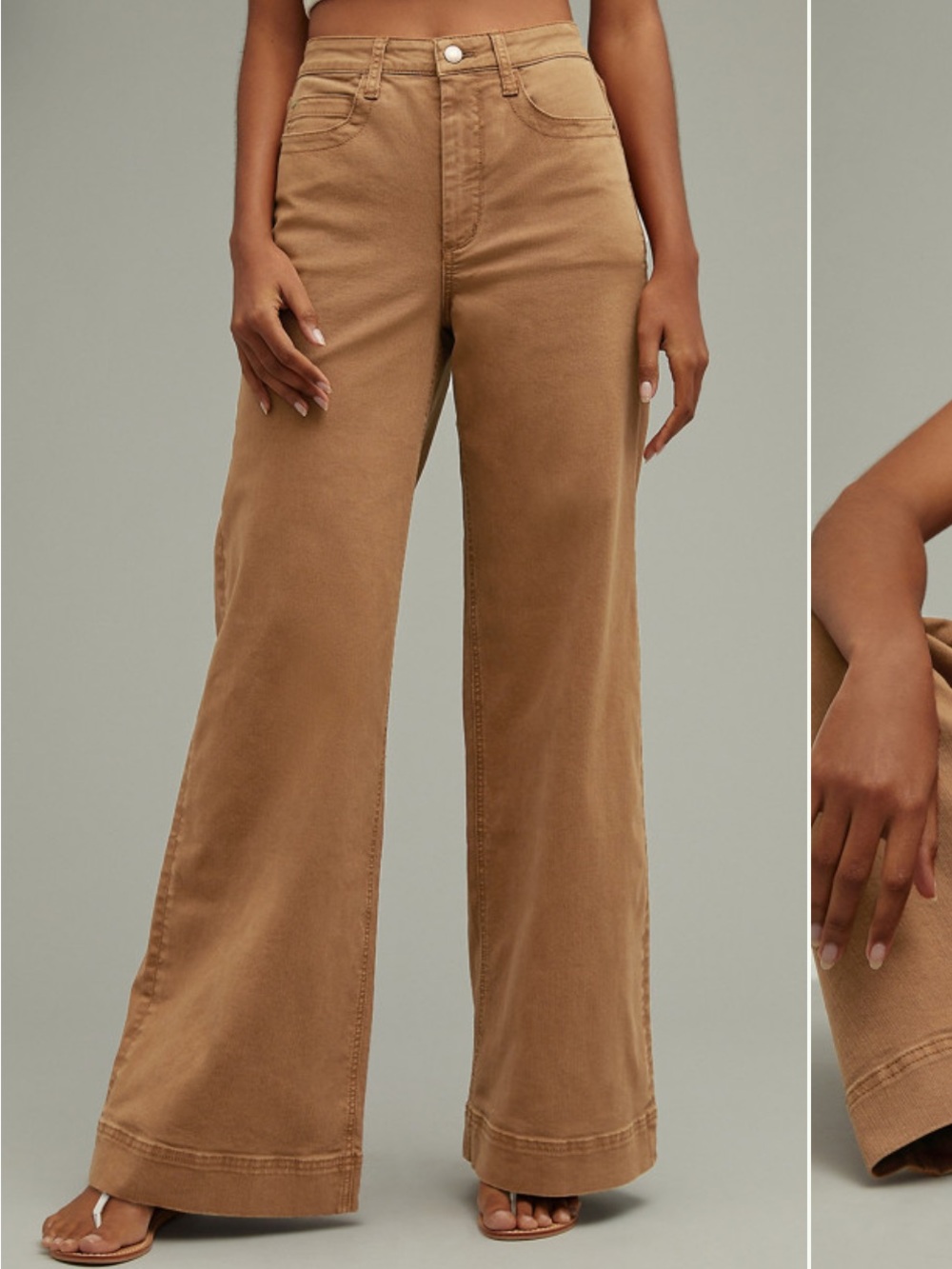 Anthropologie High-Rise Wide-Leg Jeans in Tan